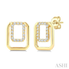 1/6 Ctw Nested Octagonal Frame Round Cut Golden Glow Diamond Fashion Drop Earring in 10K Yellow Gold