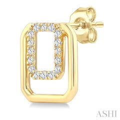 1/6 Ctw Nested Octagonal Frame Round Cut Golden Glow Diamond Fashion Drop Earring in 10K Yellow Gold