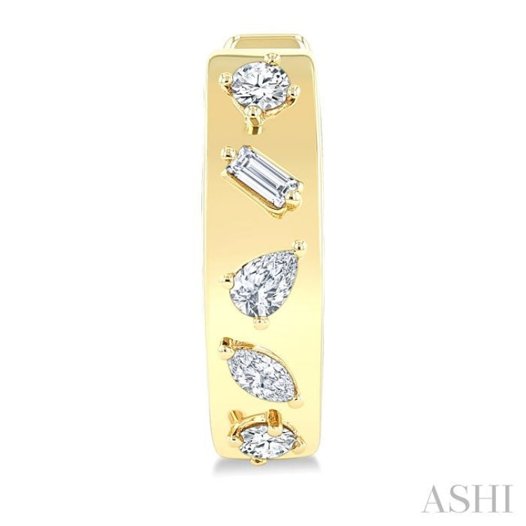 1/3 Ctw Mixed Cut Diamond Fashion Hoop Earring in 14K Yellow Gold