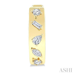 1/3 Ctw Mixed Cut Diamond Fashion Hoop Earring in 14K Yellow Gold