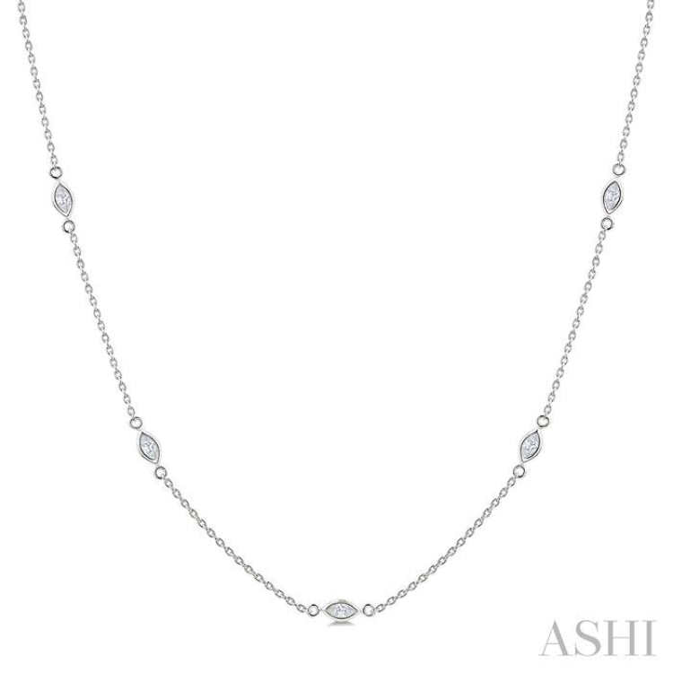 1/2 Ctw Marquise Cut Diamond Station Necklace in 14K White Gold