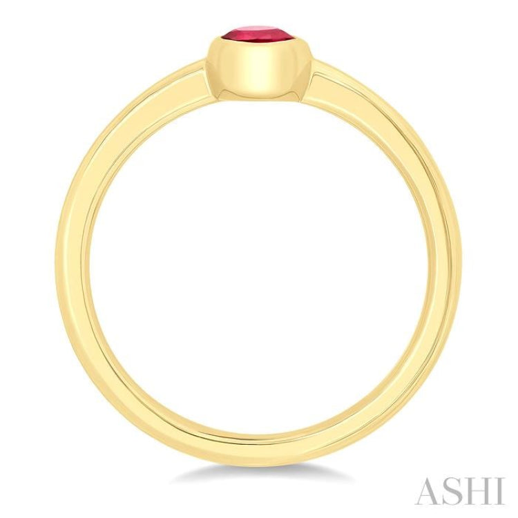 6X4 MM Oval Shape Ruby Precious Solitaire Ring in 14K Yellow Gold
