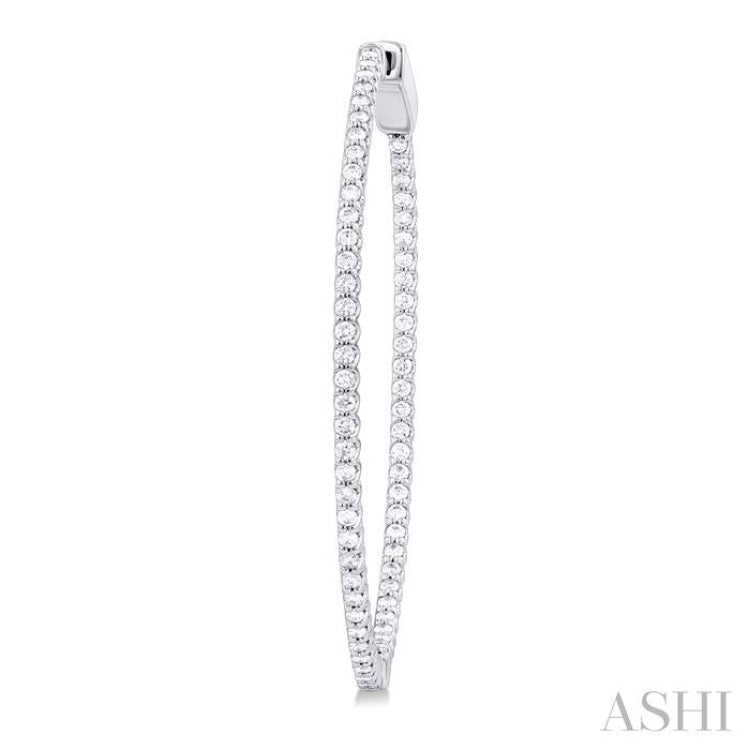 1 Ctw Inside & Outside Round Cut Diamond Hoop Earrings in 14K White Gold