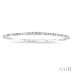 1 Ctw Round Cut Diamond Halfway Graduated Flex Bangle in 14K White Gold