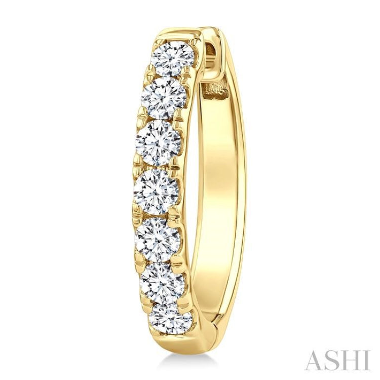 2 Ctw Round Cut Diamond Fashion Hoop Earring in 14K Yellow Gold