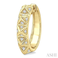 1/4 Ctw Pyramid Accent Round Cut Diamond Fashion Hoop Earring in 10K Yellow Gold