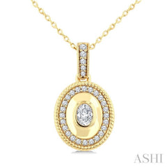 1/4 Ctw Open Window Oval and Round Cut Golden Glow Diamond Fashion Pendant With Chain in 14K Yellow Gold