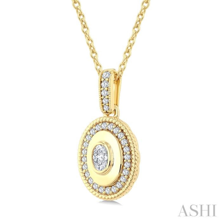 1/4 Ctw Open Window Oval and Round Cut Golden Glow Diamond Fashion Pendant With Chain in 14K Yellow Gold