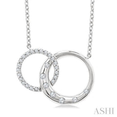 1/6 Ctw Round Cut Diamond Interlocked Circles Mosaic Fashion Pendant With Chain in 10K White Gold