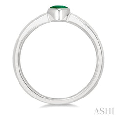 6X4 MM Bezel Set Pear Cut Emerald Precious Solitaire Ring in 14K White Gold