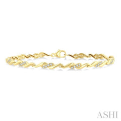 1/4 Ctw Swirl Round Cut Diamond Fashion Bracelet in 10K Yellow Gold