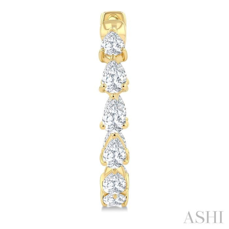 2 Ctw Inside & Out Pear Cut Diamond Fashion Hoop Earring in 14K Yellow Gold