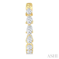 2 Ctw Inside & Out Pear Cut Diamond Fashion Hoop Earring in 14K Yellow Gold