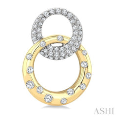 1/2 Ctw Round Cut Diamond Interlocked Mosaic Circle Fashion Earring in 14K Yellow and White Gold