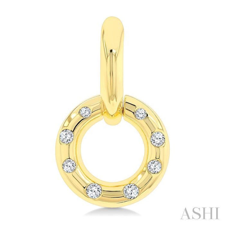1/6 Ctw Suspended Circle Round Cut Diamond Mosaic Fashion Earring in 10K Yellow Gold