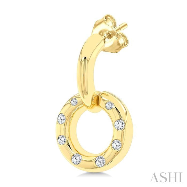 1/6 Ctw Suspended Circle Round Cut Diamond Mosaic Fashion Earring in 10K Yellow Gold