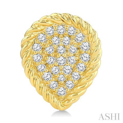 1/5 Ctw Pear Shape Rope Border Round Cut Diamond Fashion Stud Earring in 10K Yellow Gold