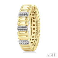 1/10 Ctw Bold Ribbed Round Cut Diamond Pirouette Fashion Hoop Earring in Yellow Gold Vermeil