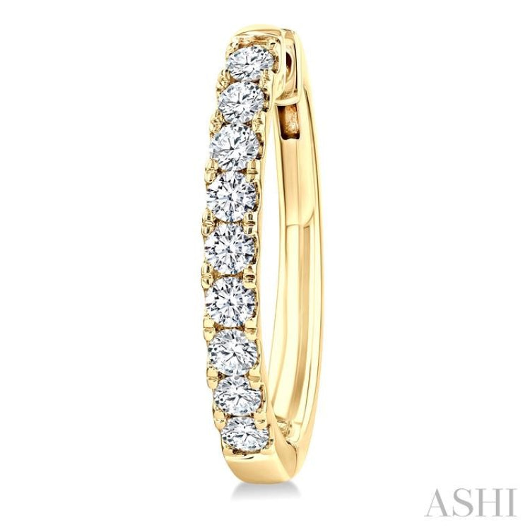 1 Ctw Round Cut Diamond Fashion Hoop Earrings in 14K Yellow Gold