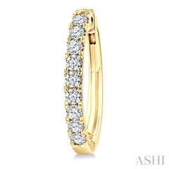 1 Ctw Round Cut Diamond Fashion Hoop Earrings in 14K Yellow Gold