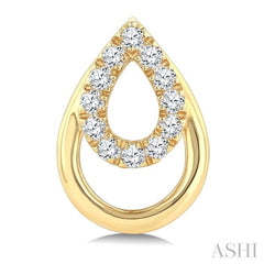 1/6 Ctw Overlay Pear Shaped Frame Round Cut Golden Glow Diamond Fashion Drop Earring in 10K Yellow Gold