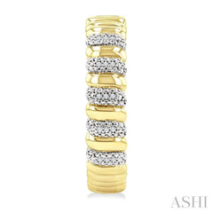 1/10 Ctw Bold Ribbed Swirl Round Cut Diamond Pirouette Fashion Hoop Earring in Yellow Gold Vermeil