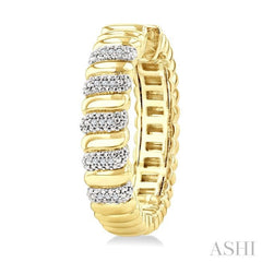 1/10 Ctw Bold Ribbed Swirl Round Cut Diamond Pirouette Fashion Hoop Earring in Yellow Gold Vermeil