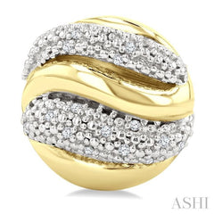 1/10 Ctw Circular Shape Bold Puffed Ribbed Swirl Round Cut Diamond Pirouette Fashion Stud Earring in Yellow Gold Vermeil