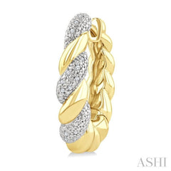 1/10 Ctw Bold Twisted Rope Round Cut Diamond Fashion Hoop Earring in Yellow Gold Vermeil