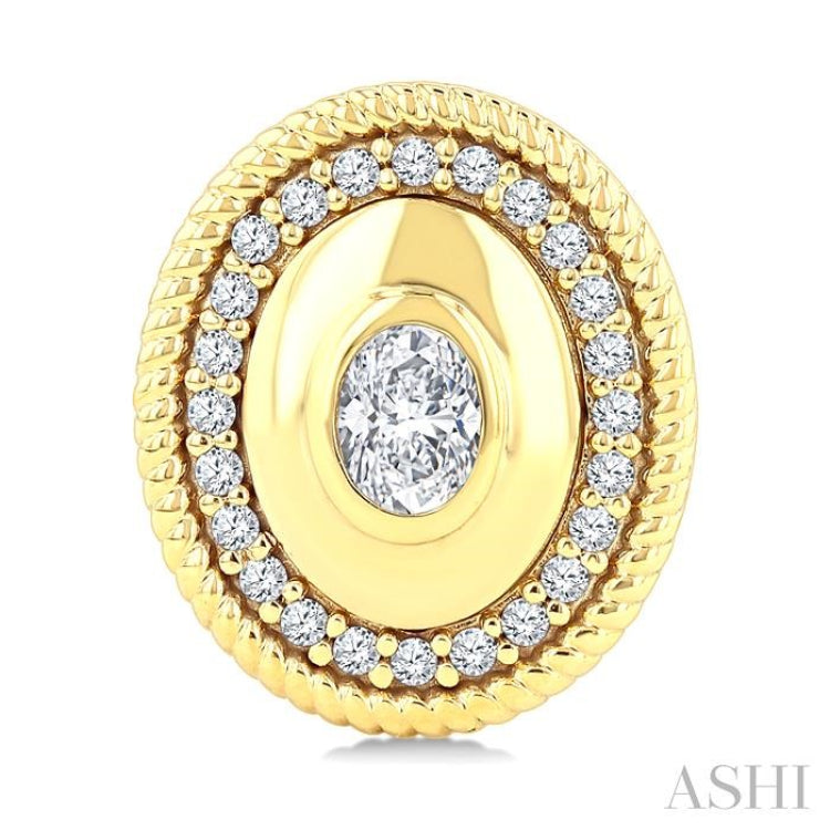 1/3 Ctw Open Window Oval and Round Cut Golden Glow Diamond Fashion Stud Earring in 14K Yellow Gold