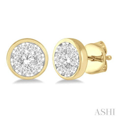 3/4 Ctw Lovebright Round Cut Diamond Stud Earrings in 14K Yellow and White Gold