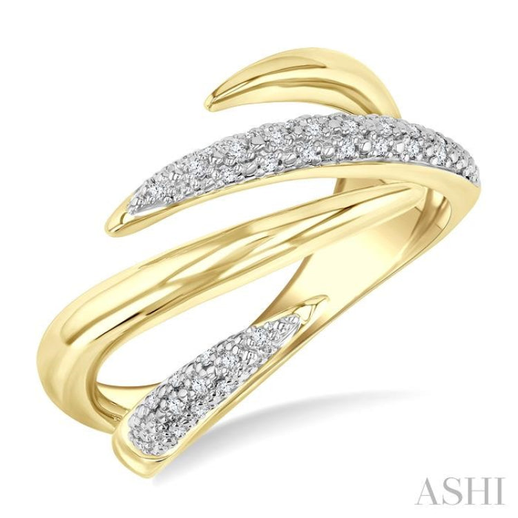 1/10 Ctw Bold Split Talon-Shaped Open Center Round Cut Diamond Fashion Band in Yellow Gold Vermeil