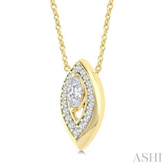 1/3 Ctw Open Window Marquise and Round Cut Golden Glow Diamond Fashion Pendant With Chain in 14K Yellow Gold