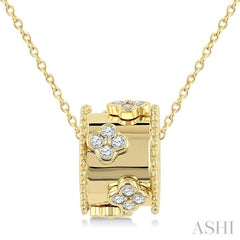 1/6 Ctw Clover Motif Round Cut Diamond Rondelle Fashion Pendant With Chain in 14K Yellow Gold