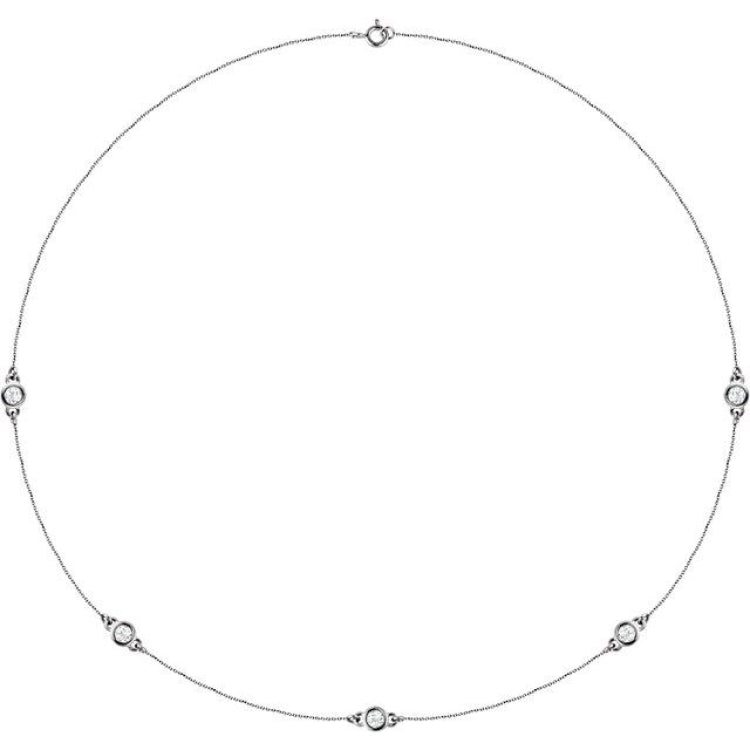 Sterling Silver 3/4 CTW Natural Diamond 5-Station 18" Necklace