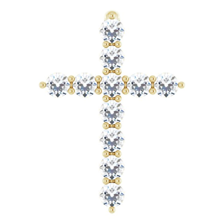 14K Yellow Gold 1/4 CTW Natural Diamond Cross Pendant