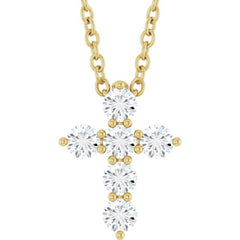 14K Yellow Gold 1/4 CTW Natural Diamond Cross 16-18" Necklace