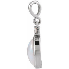 Platinum 6x4 mm Natural Ethiopian Opal & .03 CT Natural Diamond Pendant