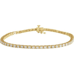 14K Yellow Gold 3 CTW Natural Diamond Line 7 1/4" Bracelet