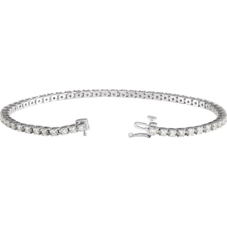 14K White Gold 3 CTW Natural Diamond Line 7 1/4" Bracelet