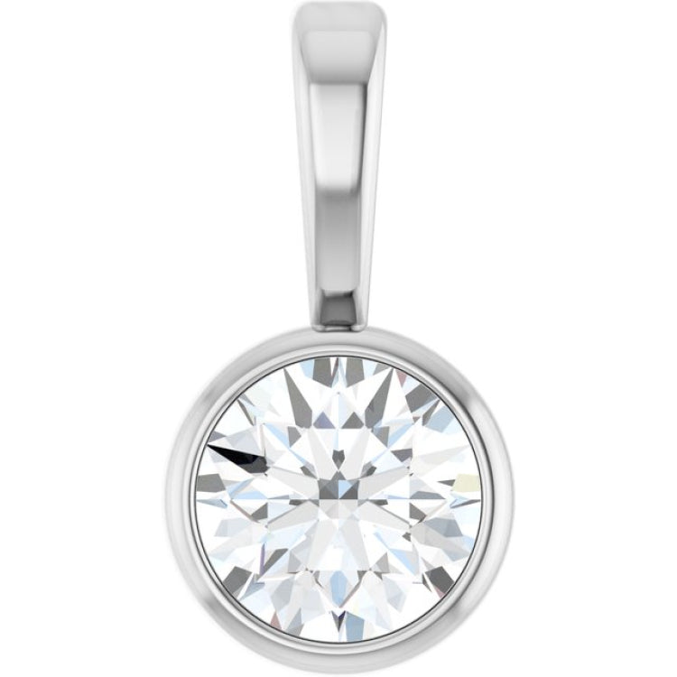Platinum 1/6 CT Natural Diamond Bezel-Set Solitaire Pendant