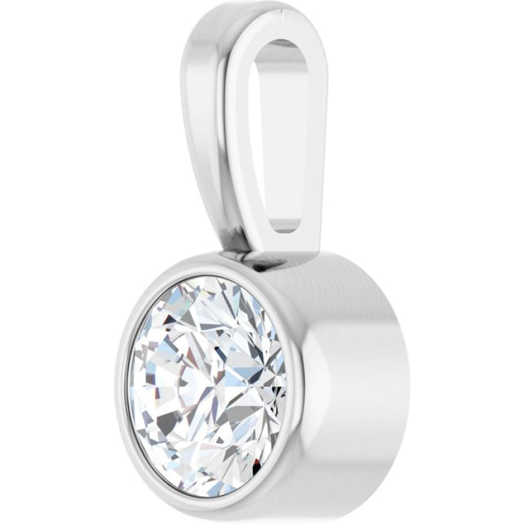 Platinum 1/6 CT Natural Diamond Bezel-Set Solitaire Pendant