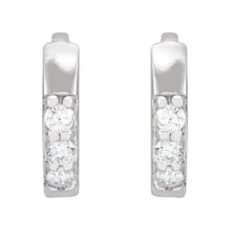 14K White Gold .05 CTW Natural Diamond Hinged 8 mm Hoop Earrings