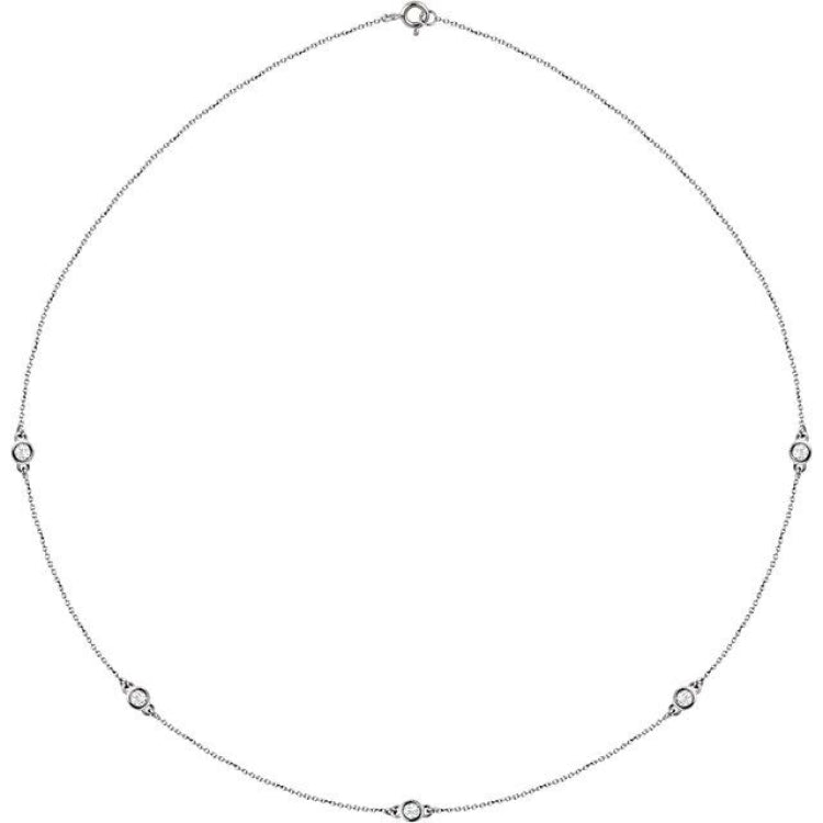 14K White Gold 1/2 CTW Lab-Grown Diamond 5-Station 18" Necklace