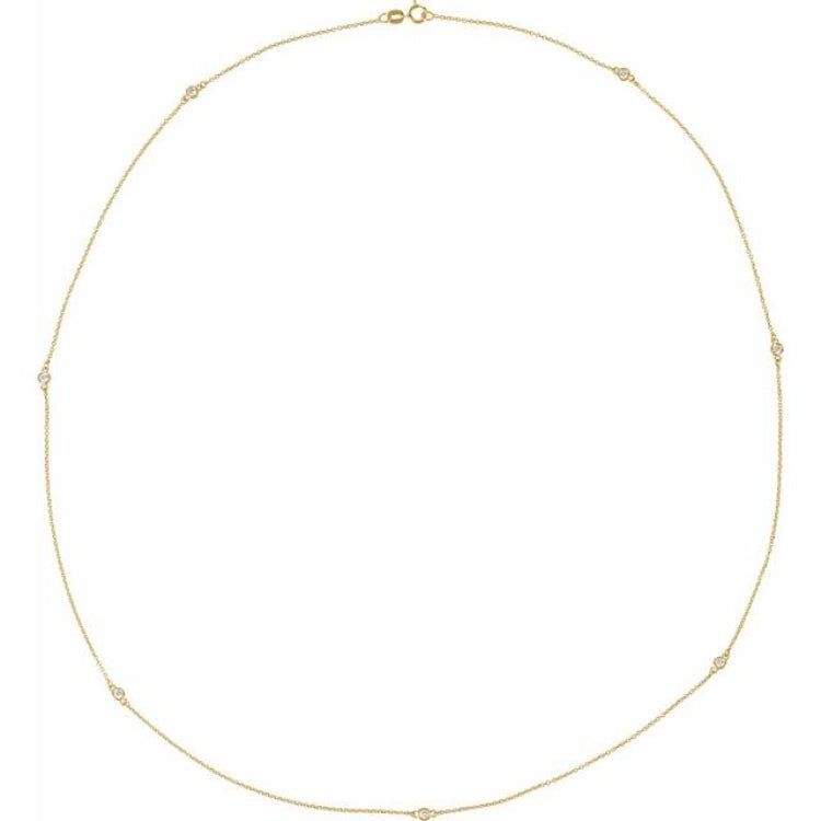 14K Yellow Gold 1/3 CTW Lab-Grown Diamond 7-Station 24" Necklace