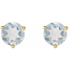 14K Yellow Gold Natural Blue Sheen Moonstone Earrings