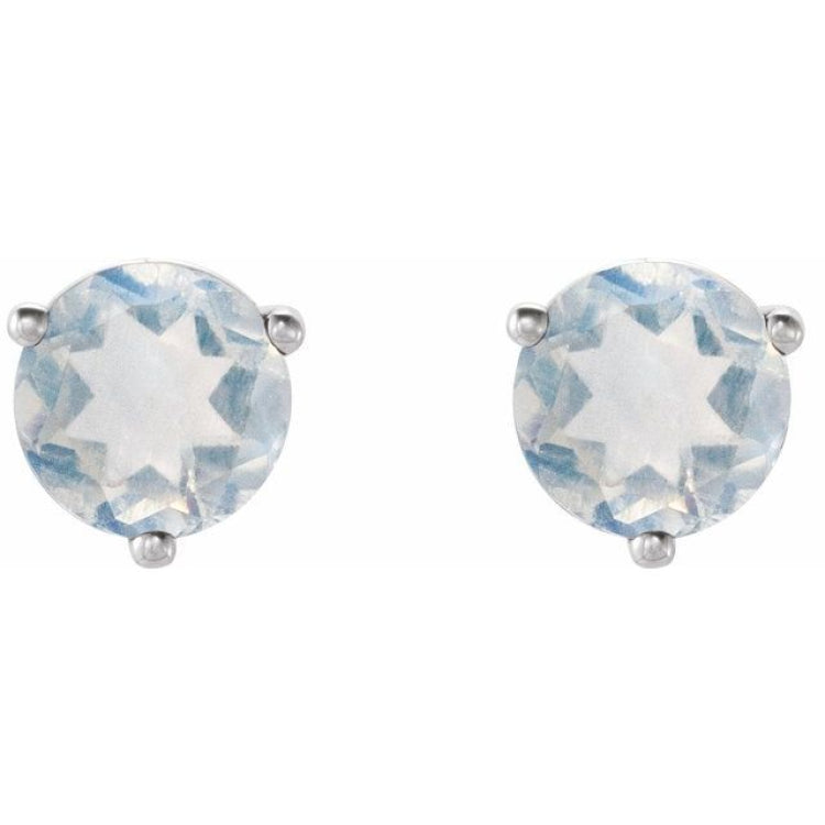 Platinum Natural Blue Sheen Moonstone Earrings