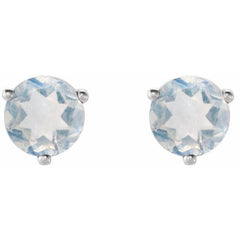 Platinum Natural Blue Sheen Moonstone Earrings