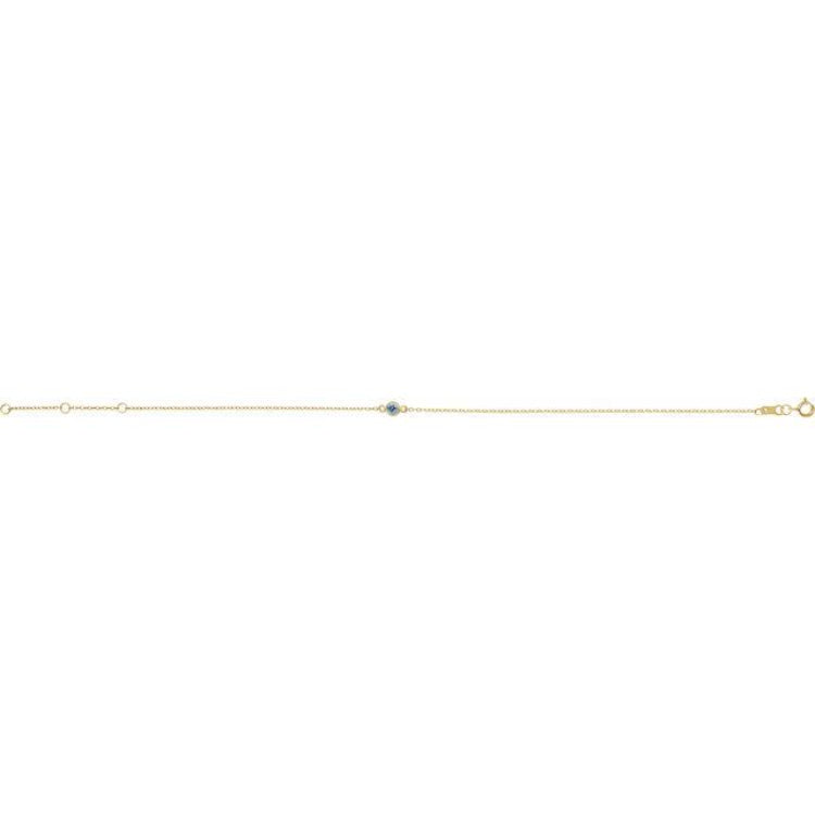 14K Yellow Gold Natural Aquamarine Bezel-Set Solitaire 6 1/2-7 1/2" Bracelet