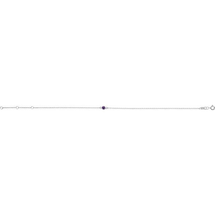 Platinum Natural Amethyst Bezel-Set Solitaire 6 1/2-7 1/2" Bracelet